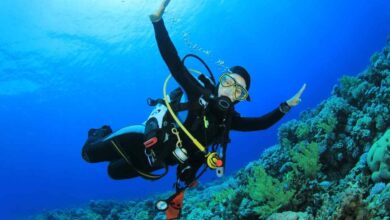 una donna subacquea in fondo al mare