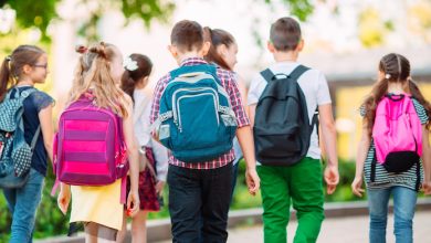 un gruppo di bambini va a scuola