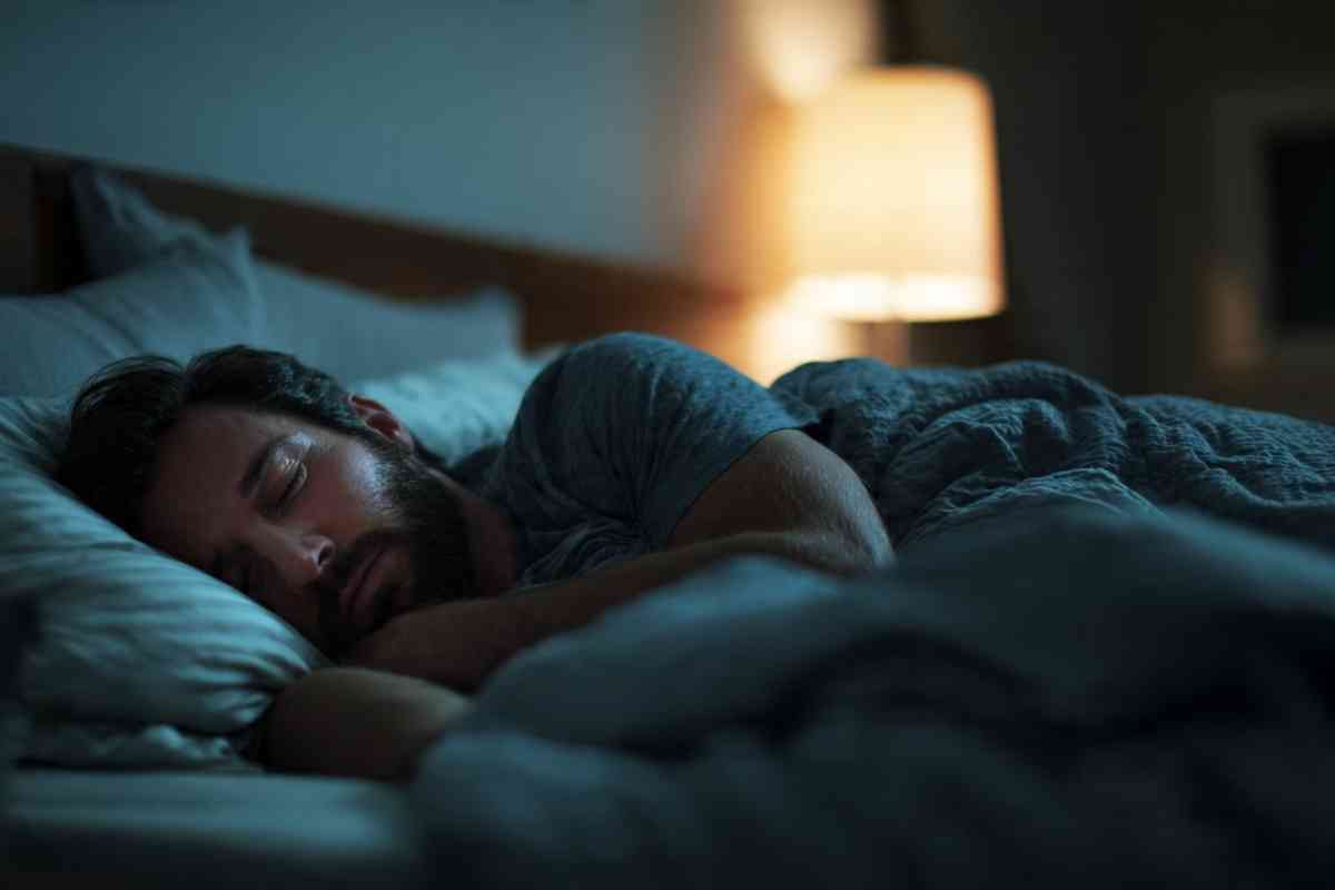 un uomo dorme bene nel suo letto