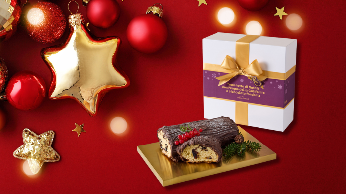 Tronchetto di Natale con Prugne della California e cioccolato fondente