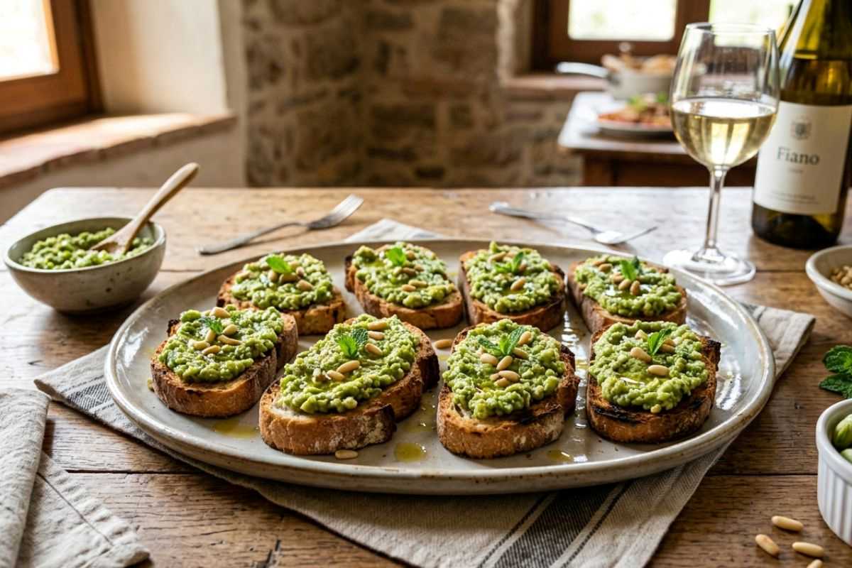 Crostini con pesto di fave