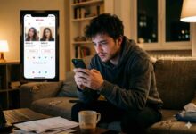 ragazzo disperato mentre chatta su un app di dating