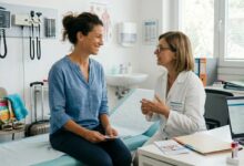 donna che si sottopone a un check-up completo in un ambulatorio medico con dottoressa che illustra gli esami