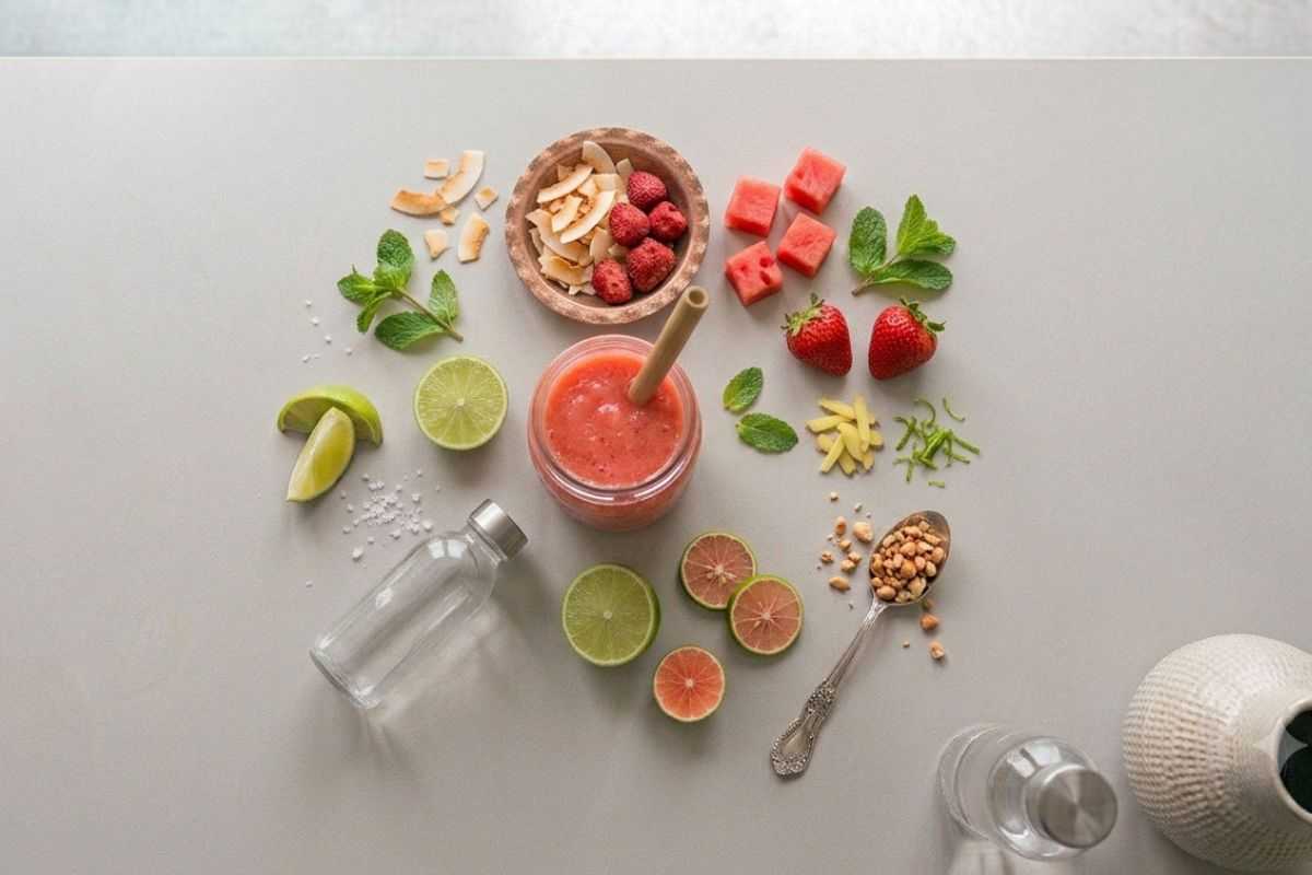 Frullato anguria, fragole e lime