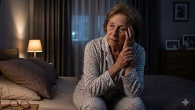 anziana che non riesce a dormire di notte perché ha problemi di pressione