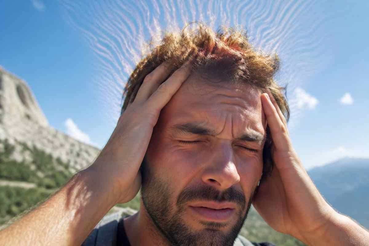 foto di un uomo molto accaldato con del fumo che gli fuoriesce dalla testa