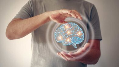 un uomo ha in mano una visualizzazione del cervello