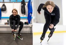 due immagini di arianna fontana, campionessa olimpica di short track