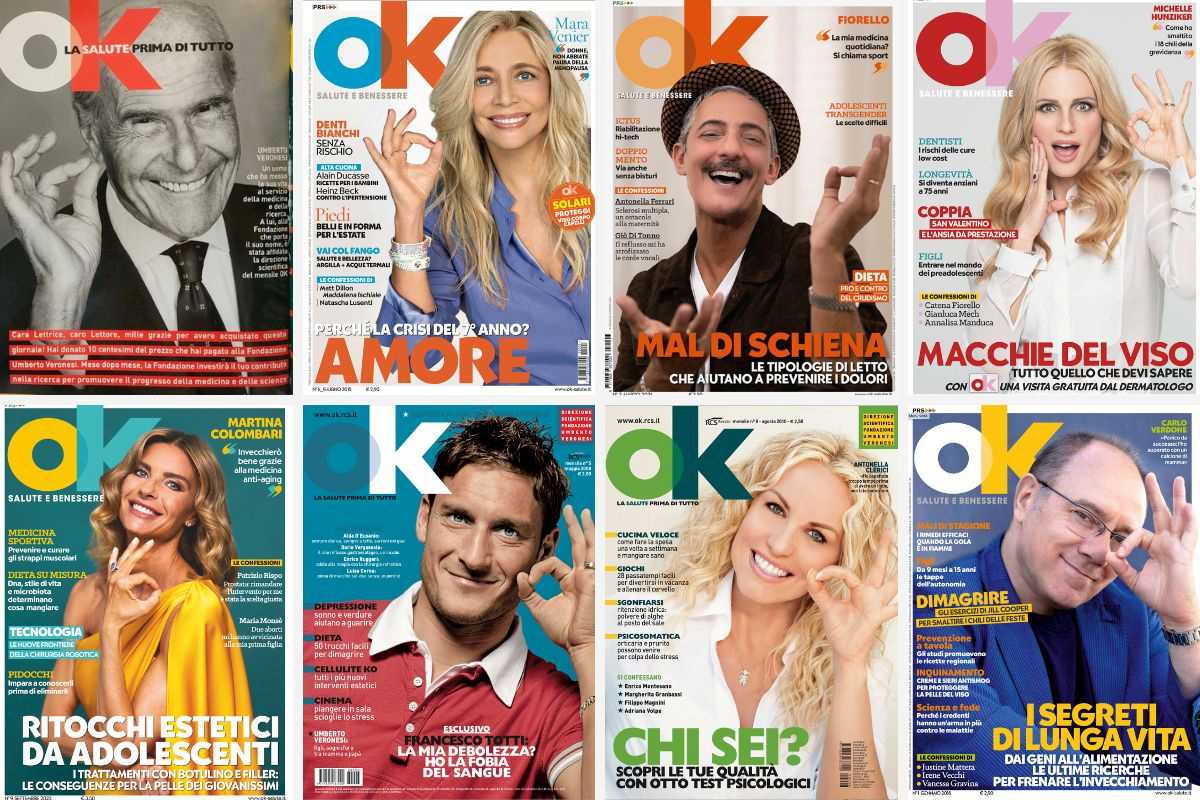 la storia di ok salute e benessere attraverso alcune delle sue copertine