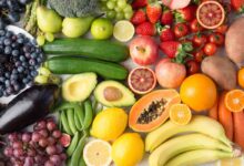 insieme di frutta e verdura