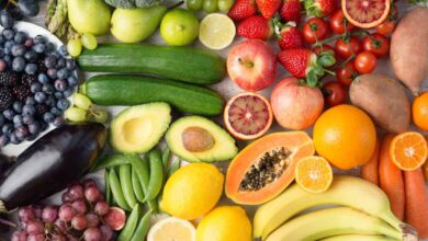 insieme di frutta e verdura